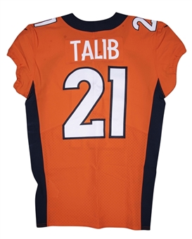 2017 Aqib Talib Game Used Denver Broncos Home Jersey Photo Matched To 11/12/2017 (NFL-PSA/DNA)